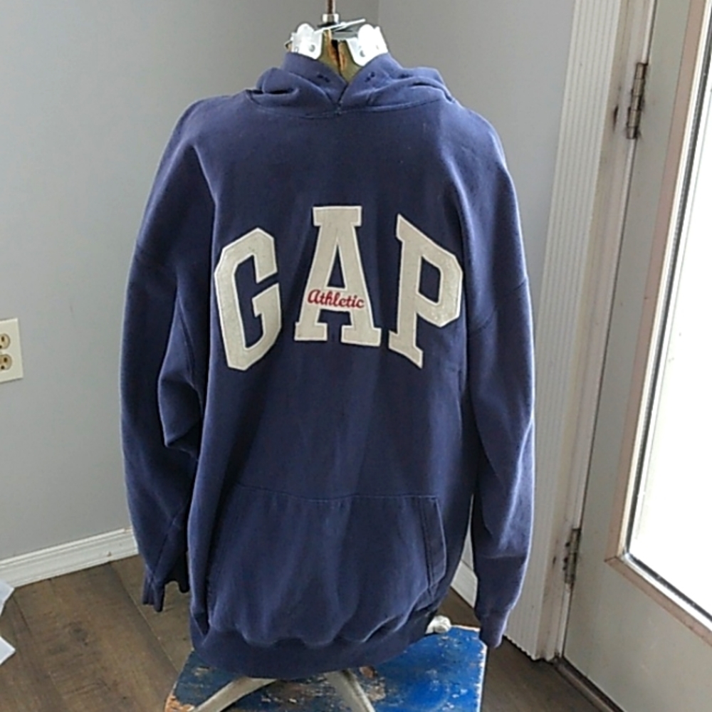 VINTAGE Y2K GAP LOGO NAVY HOODIE MENS XL